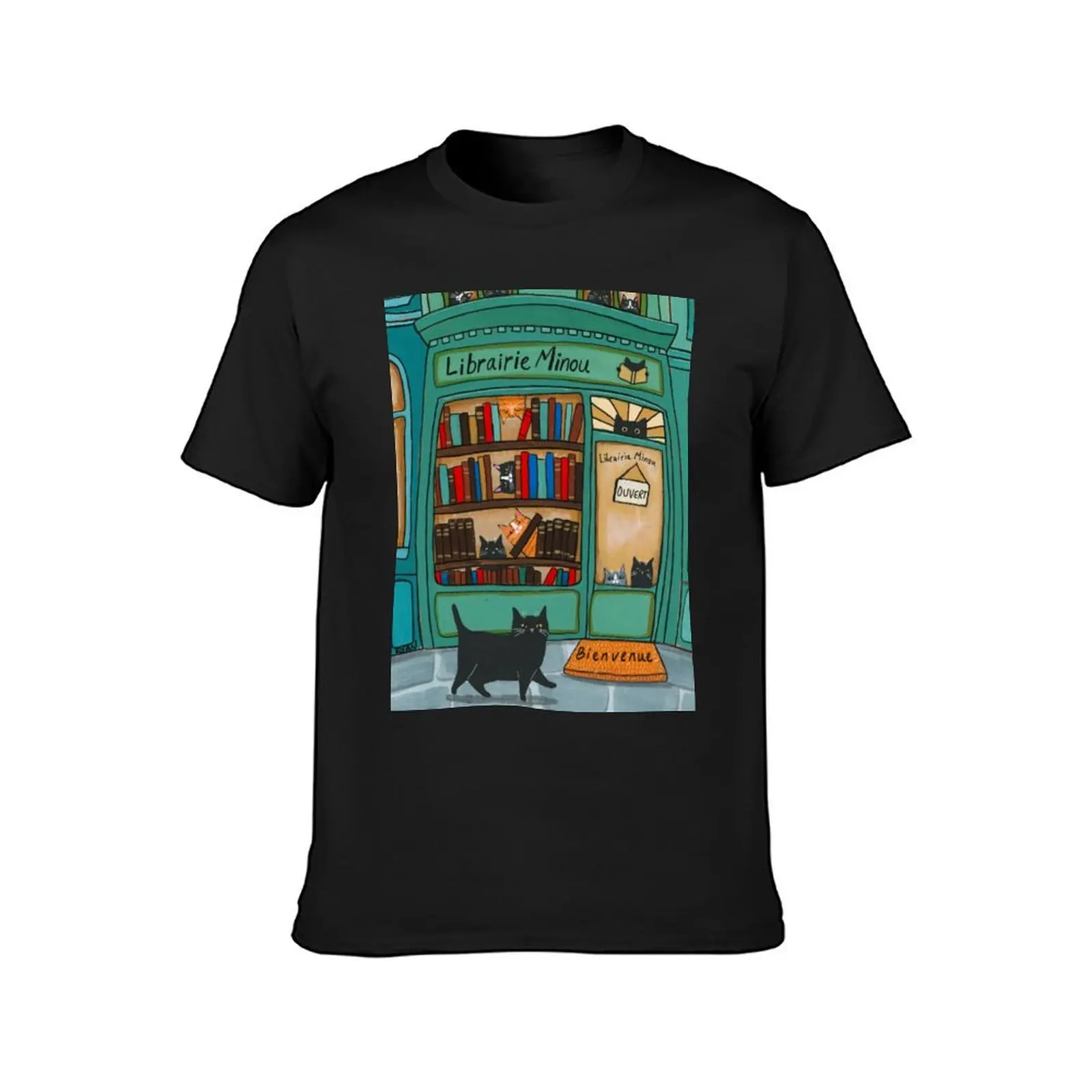 Librairie Minou Cats Bookstore T-Shirt vintage hippie clothes mens graphic t-shirts