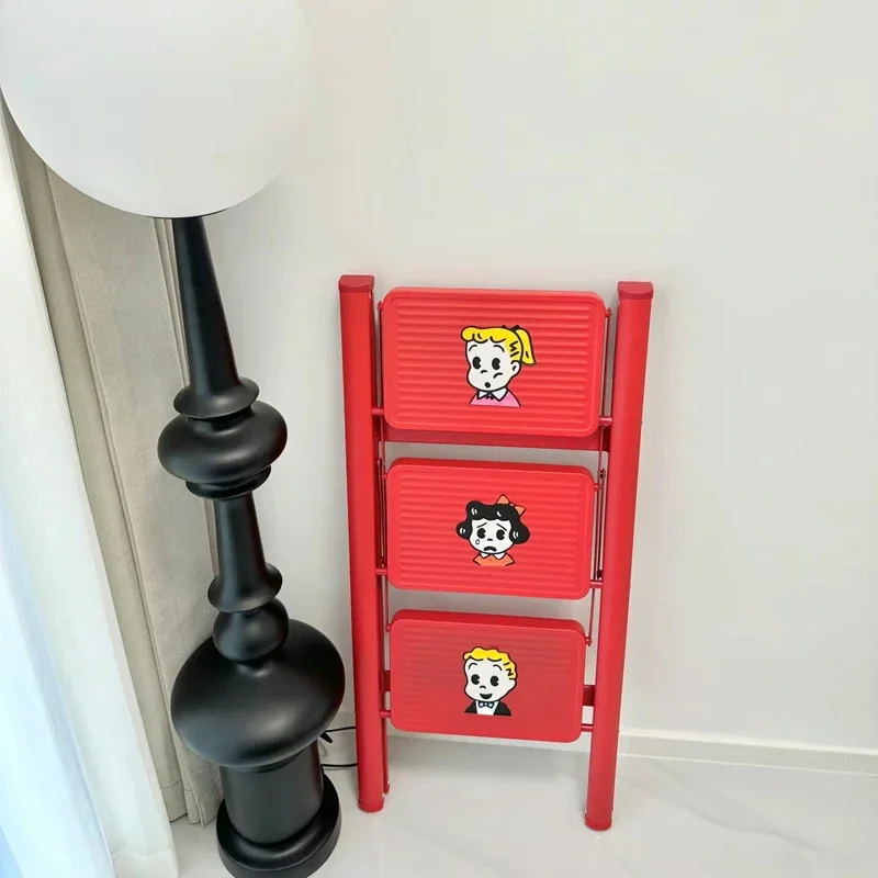 

Складная красная бытовая высокая лестница, портативная трехступенчатая настенная лестница Escaleras Plegables Para Casa, мини-мебель