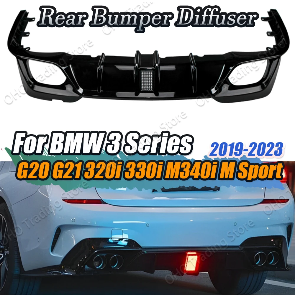 Для BMW G20 G21 M-Tech 320i 325i 330i M340i M Sport 2019-2023 с легким задним бампером, разветвителями для губ в стиле CMST, автомобильный диффузор, губа