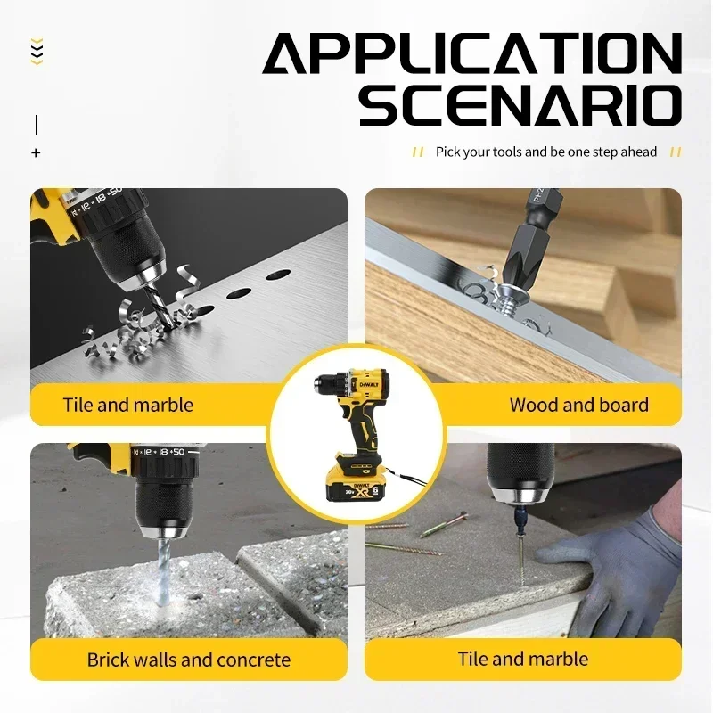 DEWALT DCD805 20V MAX سائق مثقاب مطرقي لاسلكي: 1/2 بوصة تشاك، أداة عارية للطاقة القابلة لإعادة الشحن، مجموعة مثقاب كهربائي متعددة الاستخدامات
