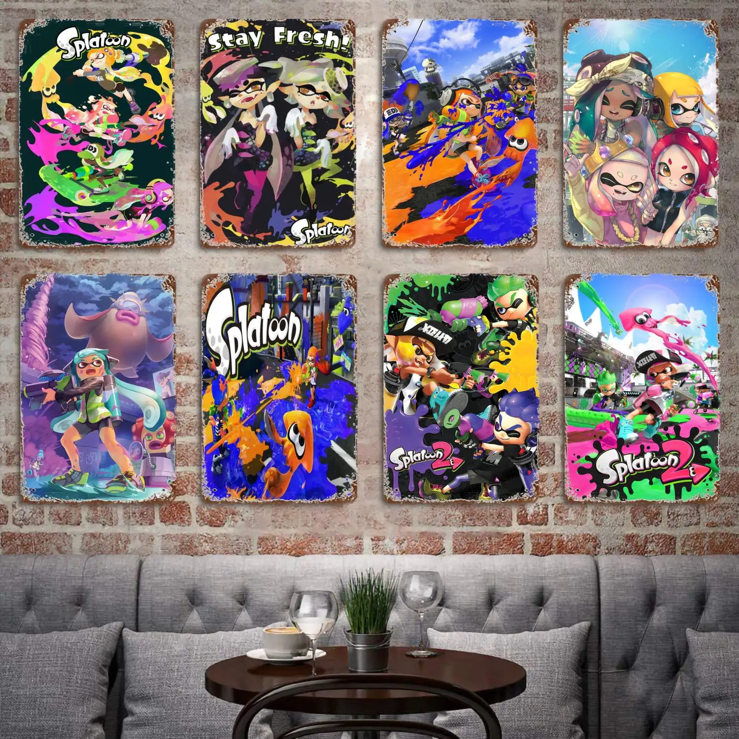 Splatoon Stay Fresh Video Games Poster Vintage Tin Sign Metal Sign Decorative Plaque for Pub Bar Man Cave Club Wall Decoration