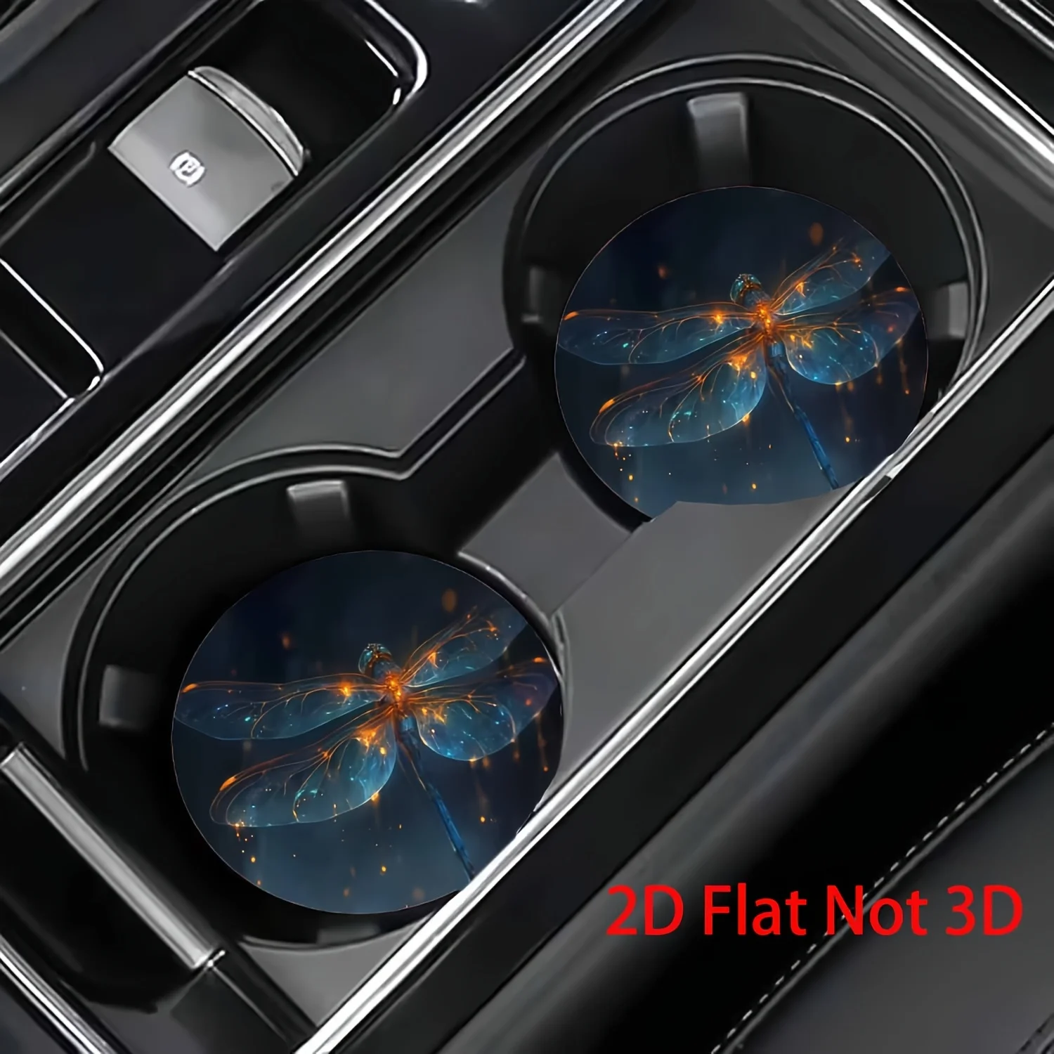 2pcs Fantasy Glowing Dragonfly Car Coasters, Easy To Clean Coasters, Women'S Car Interior Decoration Additions, Gifts For Family