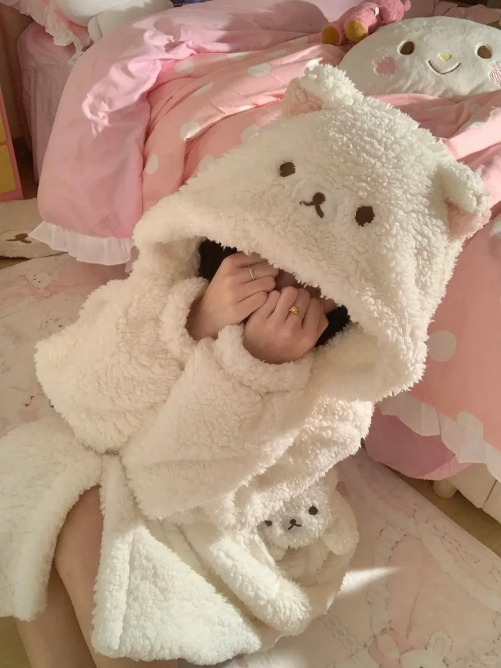 

Kawaii Rilakkuma Sleeping Robe Cute Little Bear Winter New Collection Autumn/Winter Thick Coral Warm Pajamas Home Clothes Set