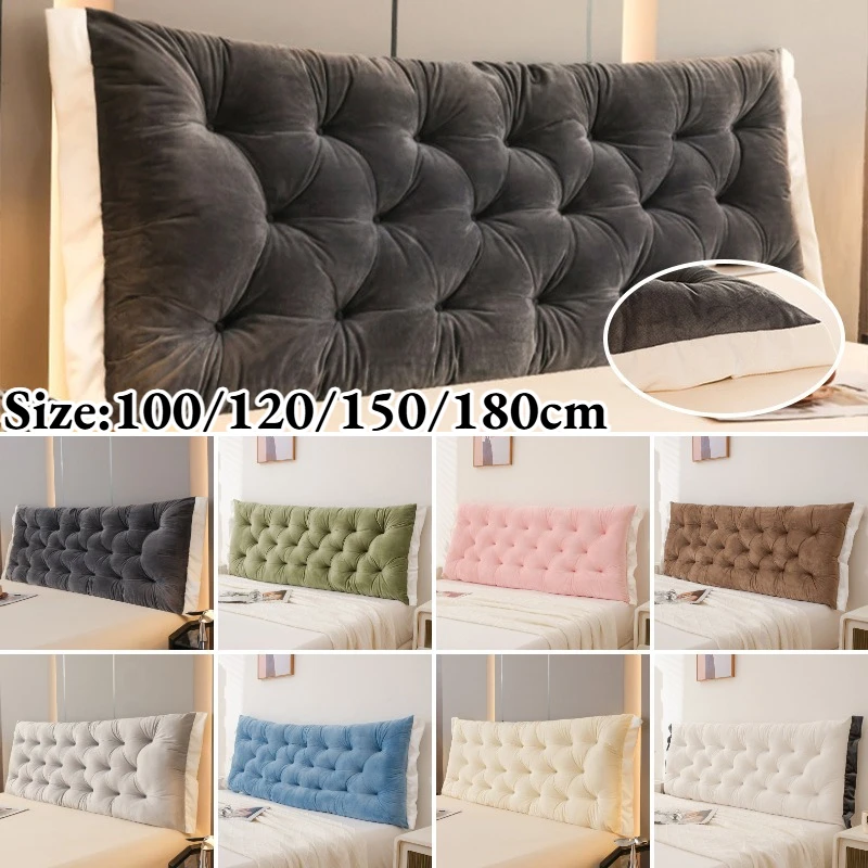 Cabecero de Terciopelo Europeo con Cojín Suave y Almohada Grande para Respaldo, Tamaños 100/120/150/180cm para Cama, Sofá, Sala de Estar y Ventanal