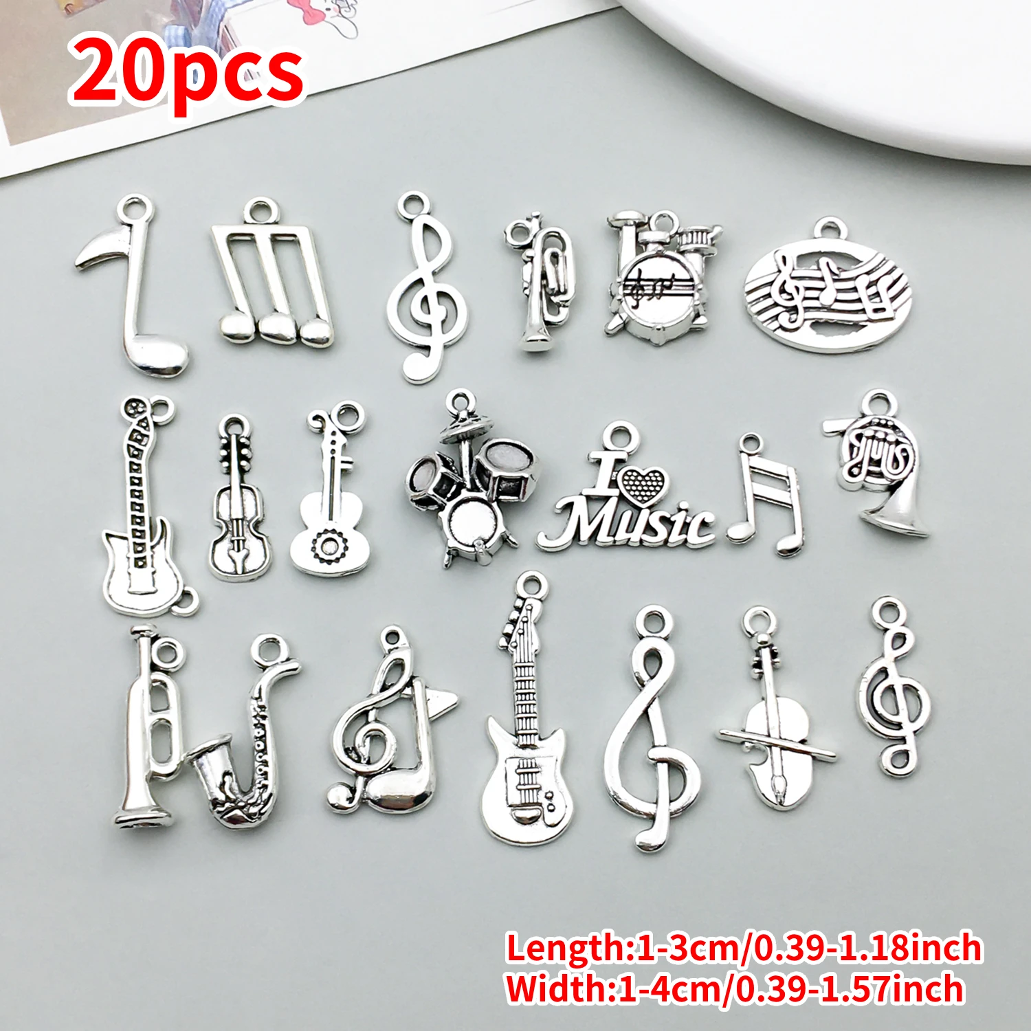 100pcs DIY Jewelry Charms Music Notes Guitars Trumpets Pendants for Bracelets Necklaces Earrings Accessories Craft Supplies