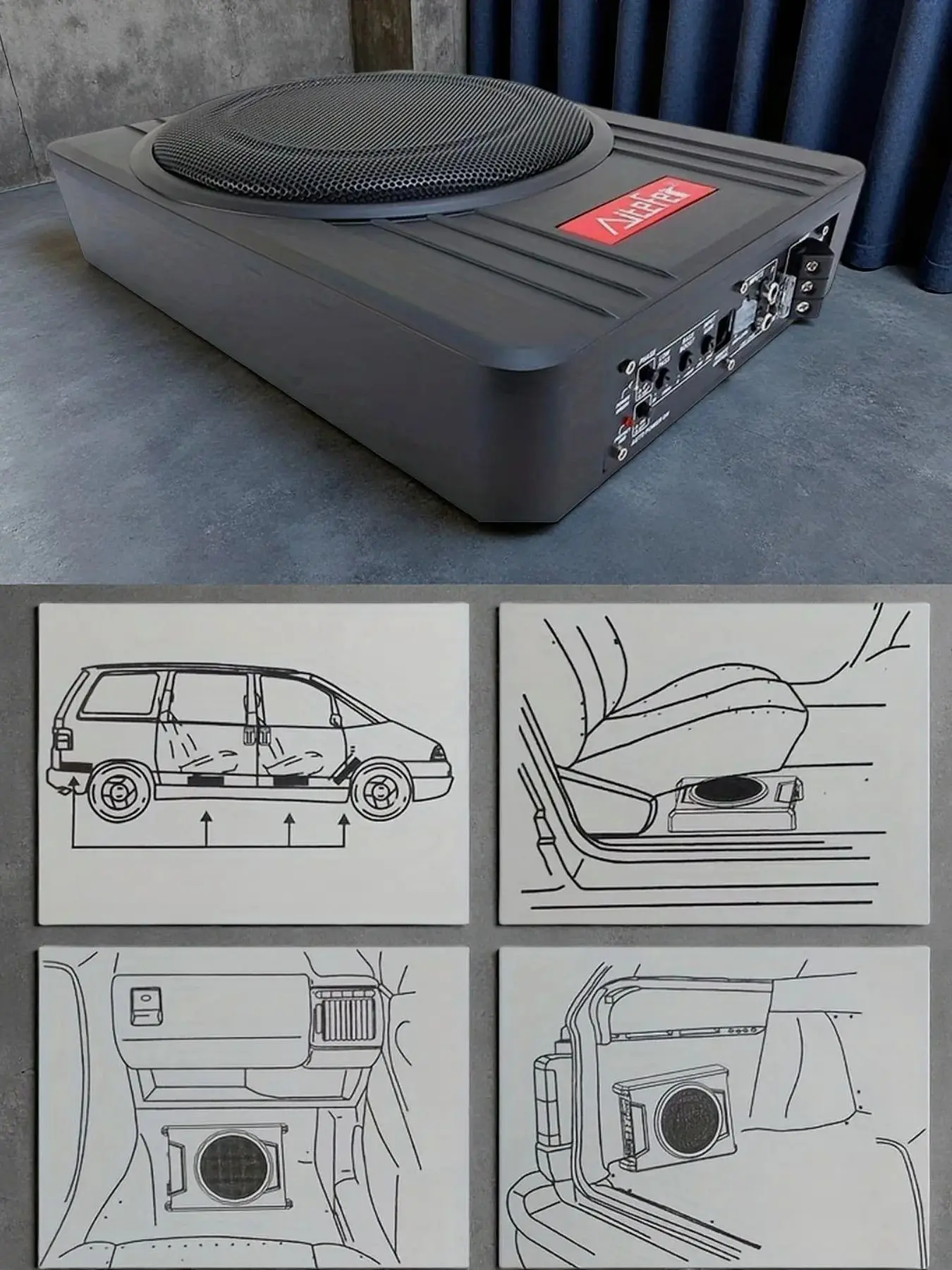 AiteFeir 10 inch 1500 W Universele Auto Audio Auto Actieve Subwoofer Maximale Power Vierkante Ultradunne Auto Auto subwoofer - afbeelding 2