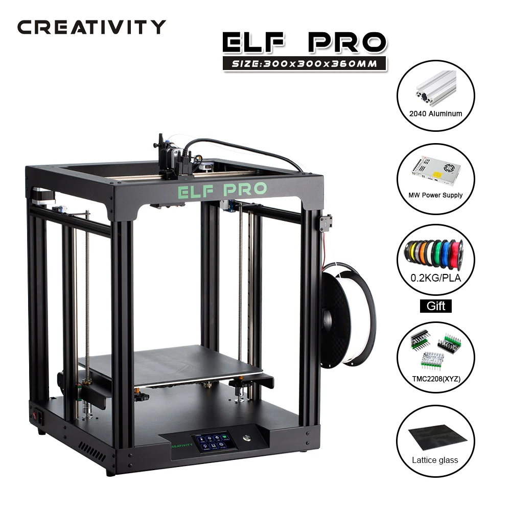 Creativity Corexy ELFPRO FDM 3D Printer Double Z Axis High Precision Aluminum Profile Frame Support 3DTOUCH TMC2208