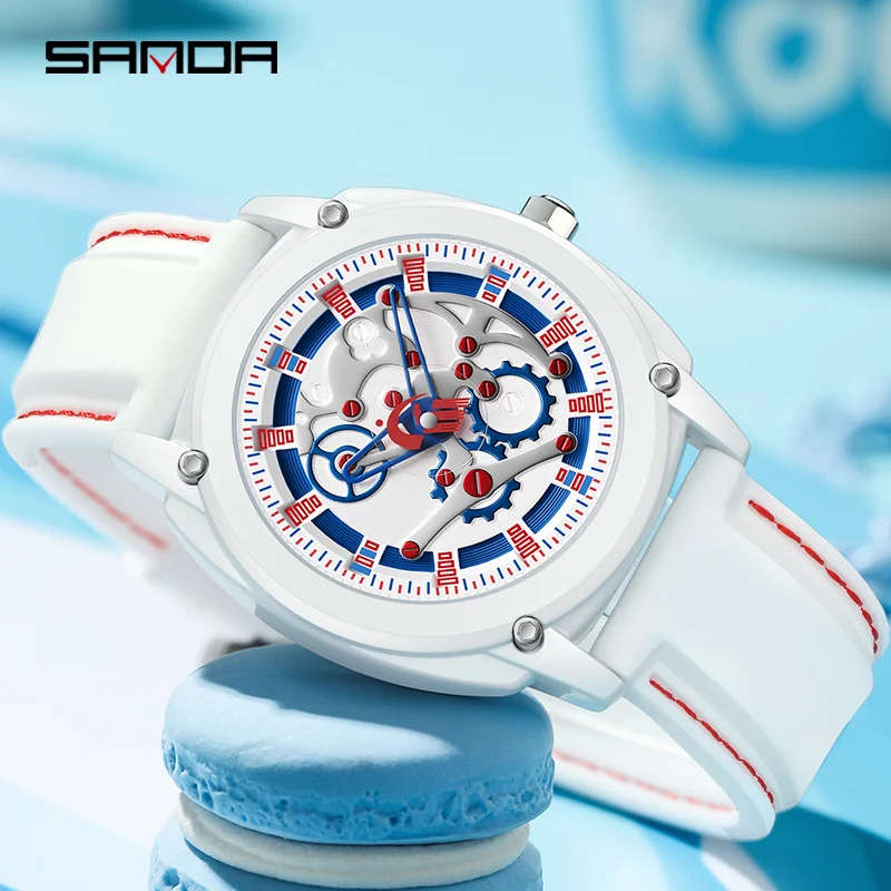 Sanda 3235นาฬิกาข้อมือควอตซ์สำหรับผู้ชาย, นาฬิกาทหารสไตล์ลำลองกันน้ำ50เมตรนาฬิกาผู้ชาย