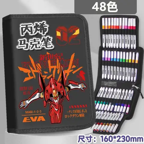 Neon Genesis Evangelion Anime Tecknad Student Akvarellpenna Kreativ Personlighet Marker Raderbar Snabbtorkande Ritpenselset 10 best sales penna penna evangelion - №3