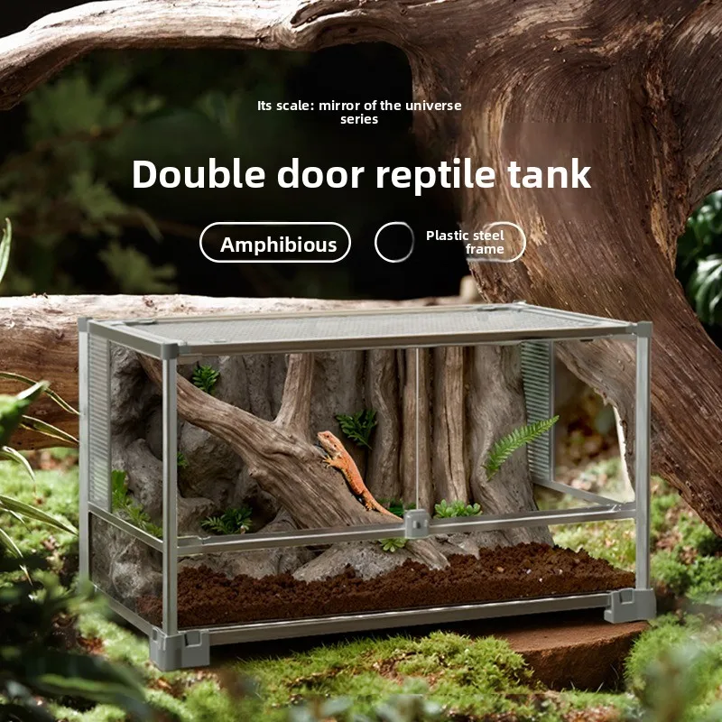 Double door climbing pet tank 2.0 turtle feeding box palace eyelash horn snake can be stacked rainforest tank