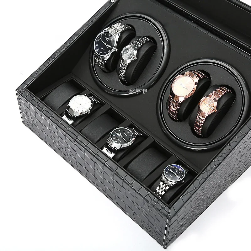 For Watch 4+3 Slots Lovers Watch Winder Watch Automatic Electric Chain Watch Case Crocodile Surface Rotator Customizable Logo