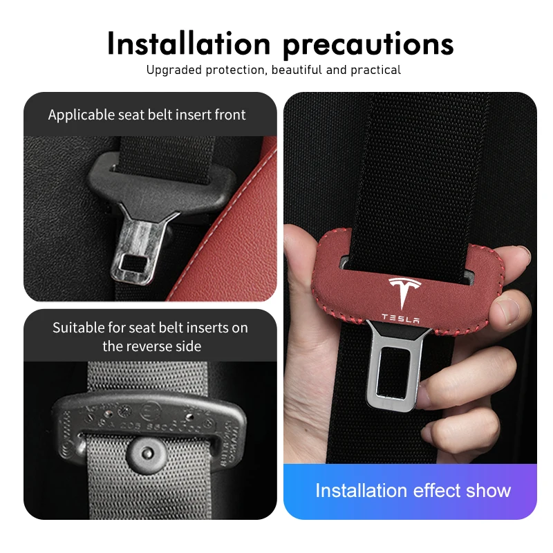 Car Seat Belt Buckle Clip Protector Suede Anti-Scratch Cover For Tesla Model 3 Y S X Roadster