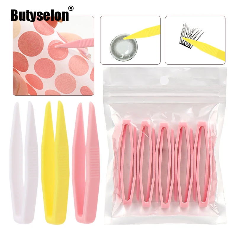 10pcs/set Portable Plastic Tweezer Eyelash Extension Kids Safety Plastic Clips Eyebrow Shaping DIY Art Crafts Accessories Tools