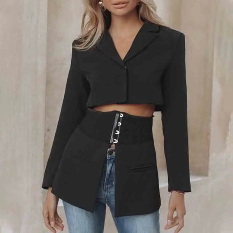 

2025 Summer New Fashion Niche Design Patchwork Waist-Exposing Slimming Solid Color Versatile Blazer Women's Clothing