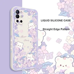 Flower Bush Bear Phone Case For Oneplus 10 10T 10R 9R 9RT 9 8T 8 7 7T Pro 5G Liquid Silicone Cover