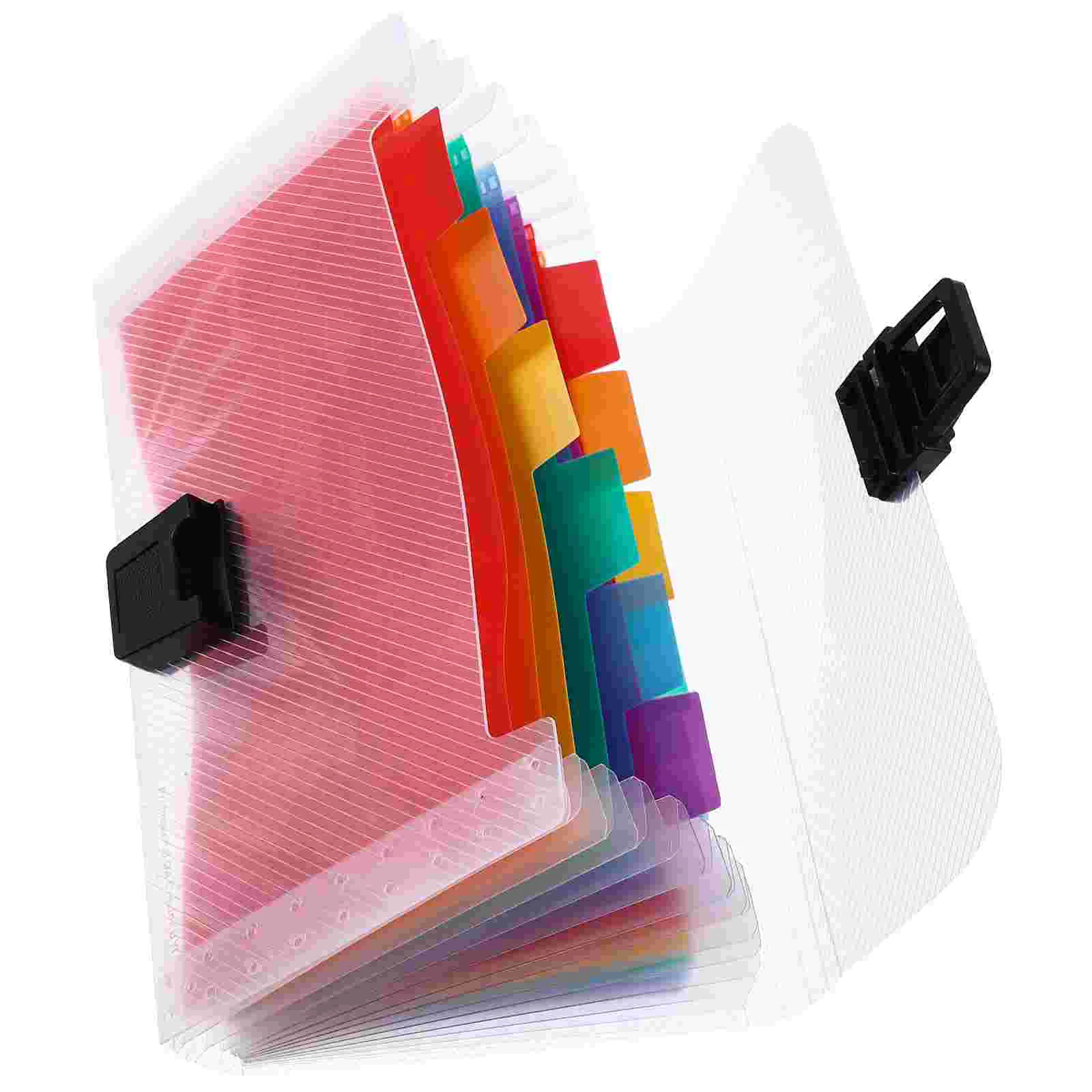 Rainbow Accordion File ganizer 13 Slot Mini Plastic Expanding Folder Buckle Document Storage Multi Pocket Lightweight