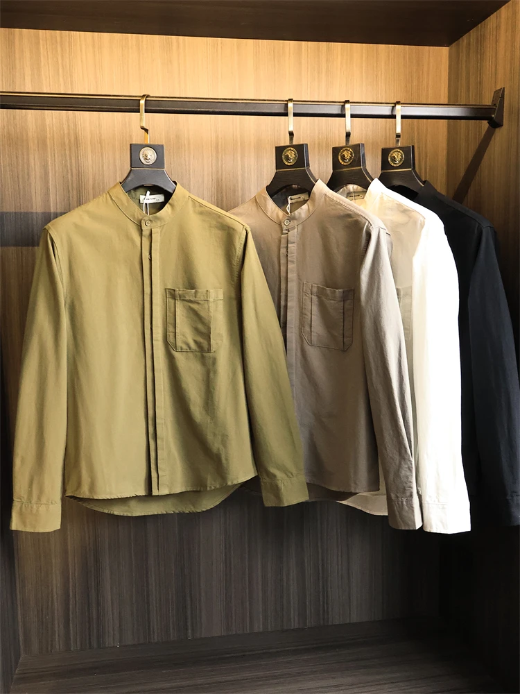 

Удобная мужская рубашка-куртка из чистого хлопка с длинным рукавом, винтажный американский стиль, на пуговицах, универсальная осенняя верхняя одежда