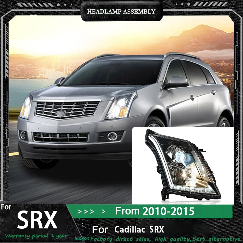 Auto Parts For Cadillac SRX 2010-2015  Headlights LED Turn Signal High Beam Angel Eye Projector Lens Near light low beam