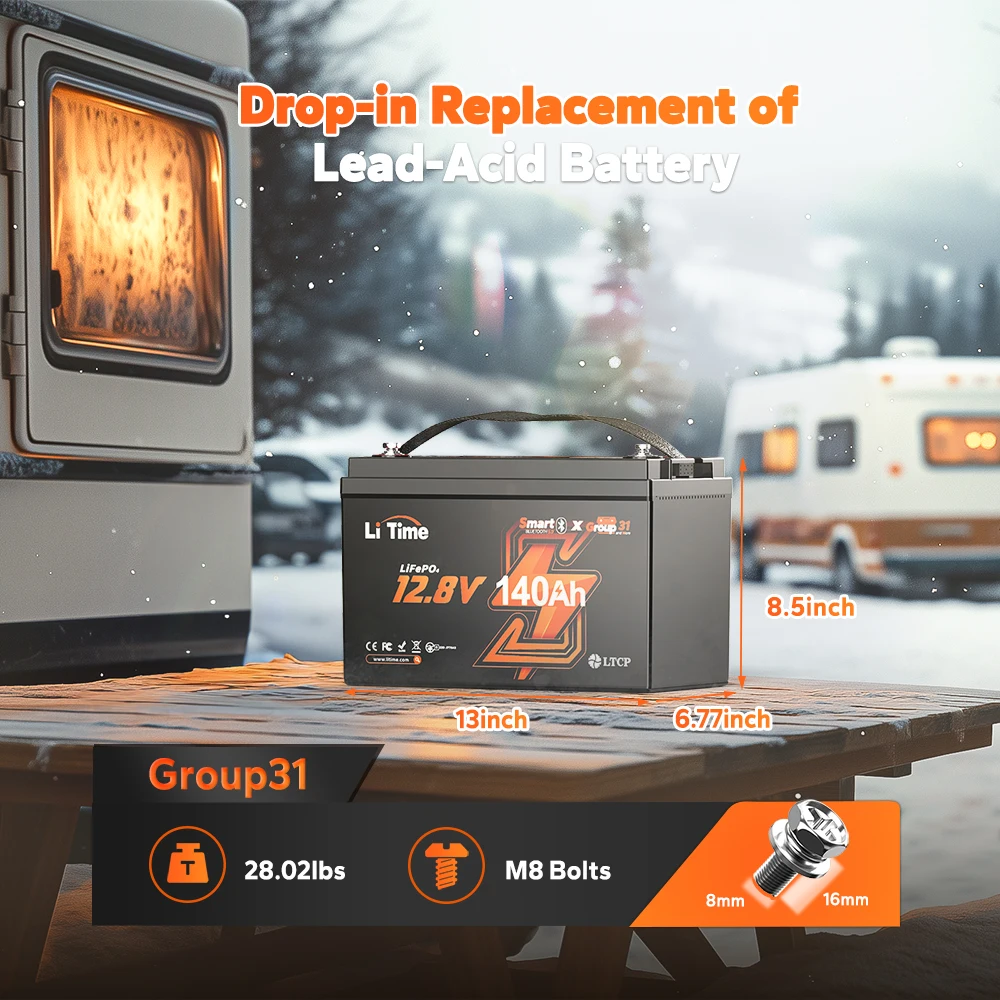 دورات عميقة Lifepo4 12 فولت 140 أمبير بلوتوث أنظمة تخزين البطارية الشمسية أيون الليثيوم IP65 بطارية ليثيوم قابلة للشحن مقاومة للماء #5