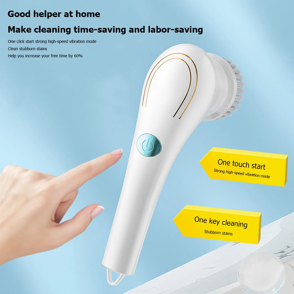 Electric Cleaning Brush 5-in-1Multifunctional usb charging Bathroom Wash Brush Kitchen Cleaning Tool Dishwashing Brush Bathtub