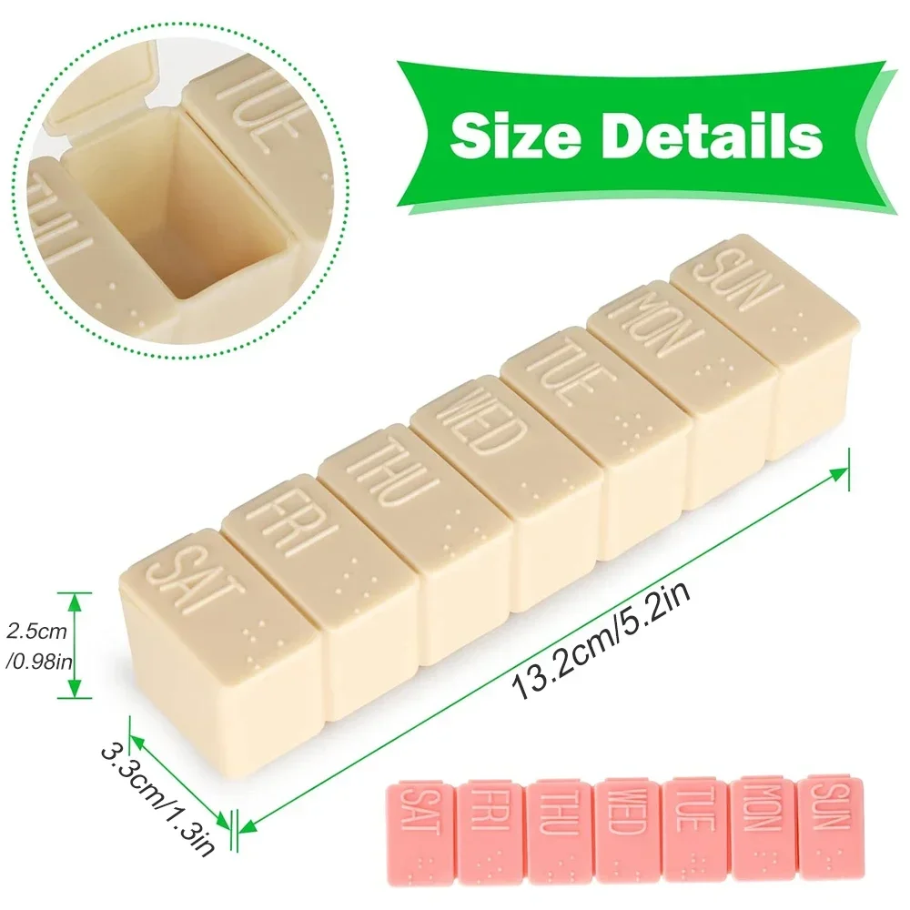 1/2/4PCS Weekly Small Pill Organizer, 7 Day Pill Case, Daily Vitamin Case Box, Pill Containers for Supplements Fish Oil