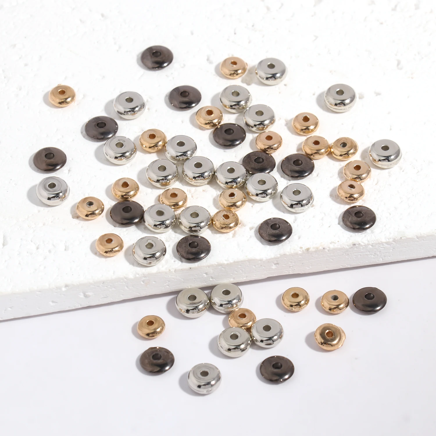 4/6mm CCB Charm Spacer Beads Wheel Bead Flat Round Loose Beads for Jewelry Making DIY Bracelet Findings Supplies 100-200pcs