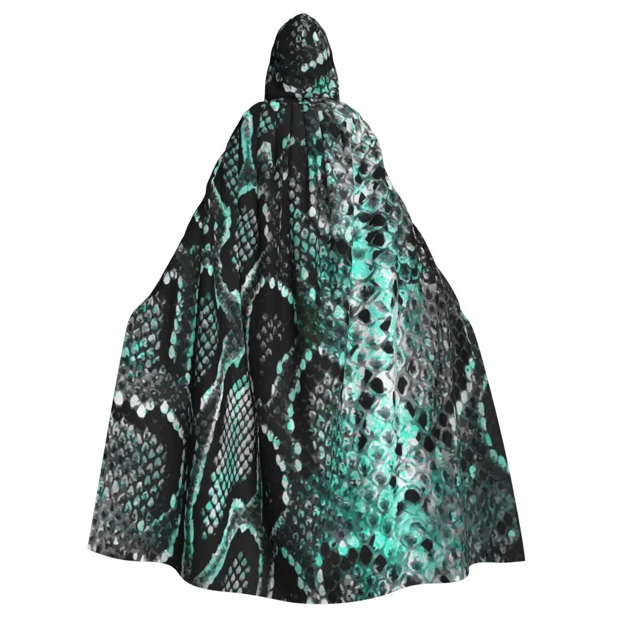 

Adult Vampire Cape Hooded Robe Snake Skin Pattern Halloween Cloak Full Length Cosplay