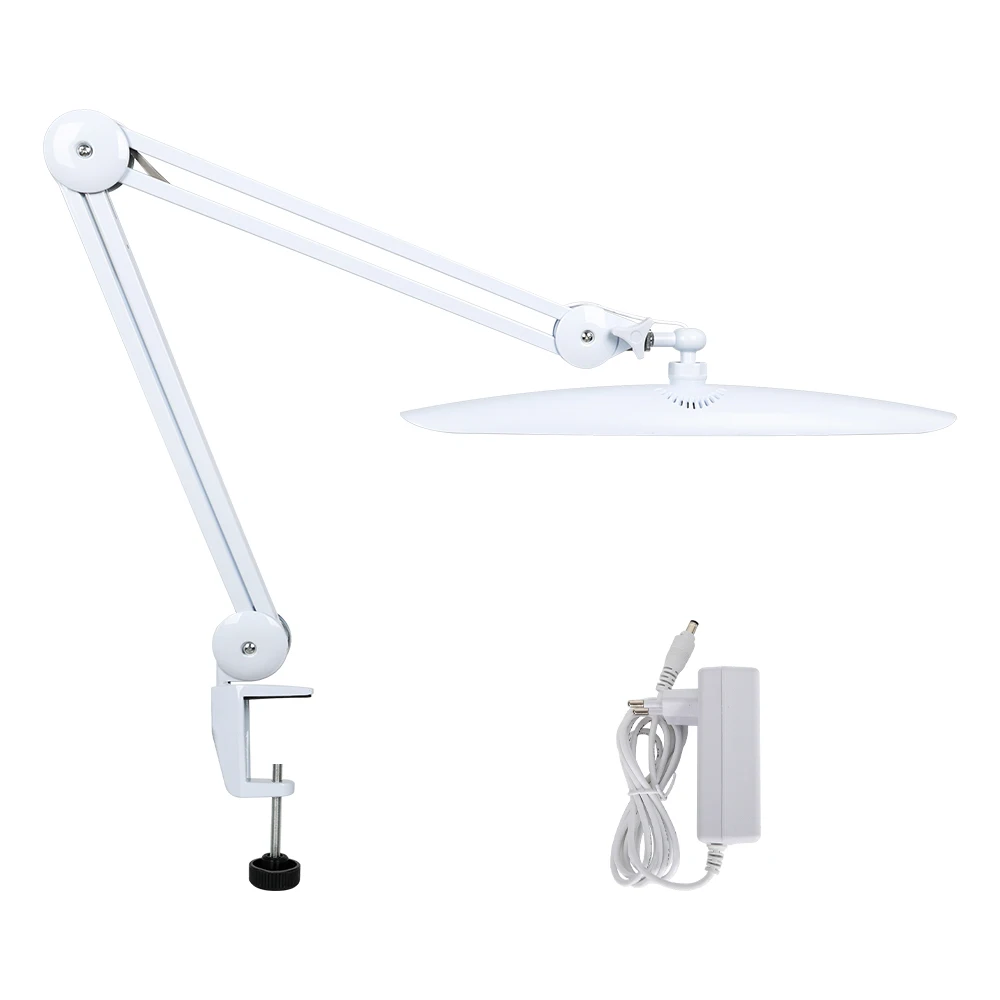 LED Task Desk Lamp 19 Inches Metal Swing Arm Eye-Caring Lash Extensions Lamp 117PCS LEDs for Nail Crafts Reading Head Work Lamp