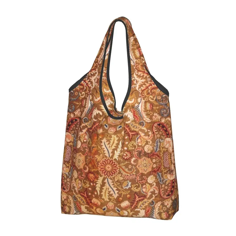 

2025 New Style Custom Kawaii Aubusson Antique Tapestry Print Shopping Tote Bag Portable Boho French Flowers Grocery Shoulder Sho