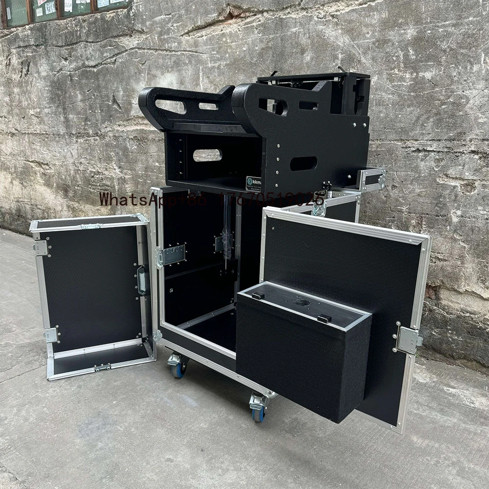 2026-Activities Performed Customized Black Hydraulic Lift Flip DJ Mixer Flight Road Cases for Midas M32R Mixer Console