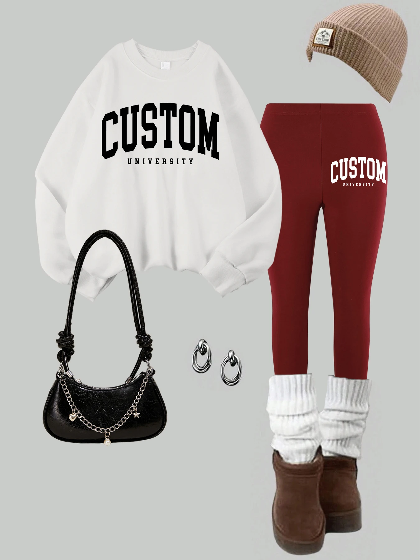 2-delige Dames Roma Italia Vlag Letter Prints Sweatshirt Legging Set Winter Fleece Thermische Hoodies Broek Straat Dameskleding