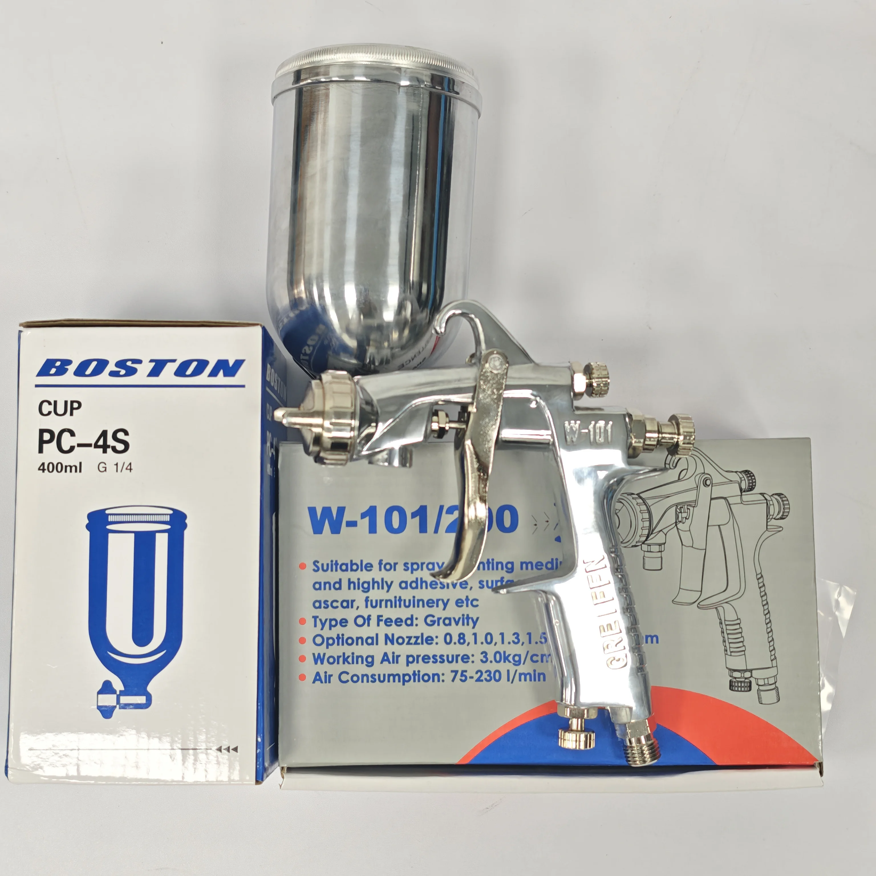 GREIFEN W-101 Air Spray Gun Gravity Feed Paint Gun High Atomization Saving Paint Tool for Car Auto Body Repair Wood Furniture
