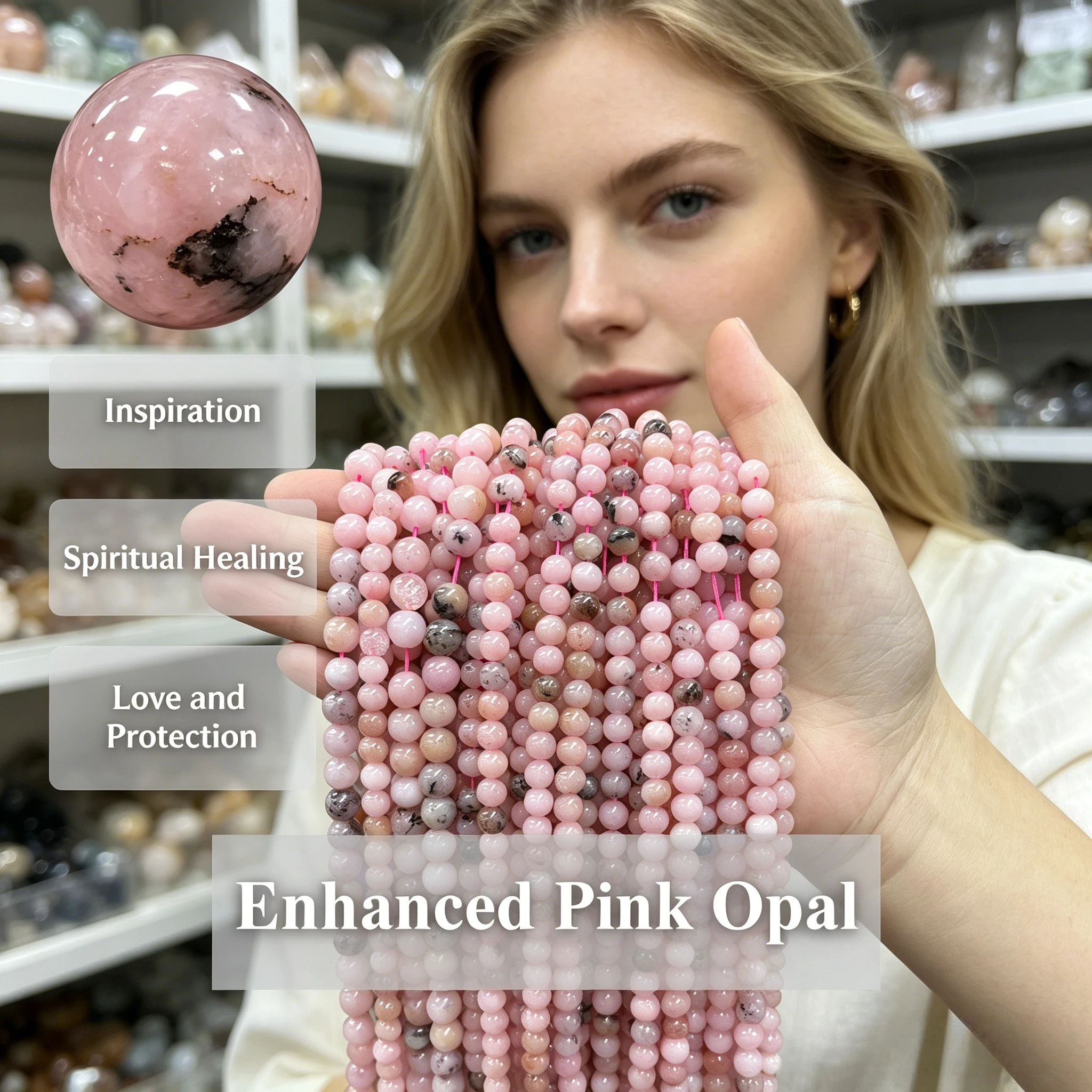 Enhanced Pink Opal Round Beads 6 8 10mm For Natural Jewelry Making DIY Beads Bracelet Necklace Supplies Jewelry Accessories Gift