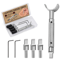 Leather Carving DIY Craft Tools Rotary Knife Extended Handle Leather Carving Knife 3 Replaceable Carving And Stamping Blades