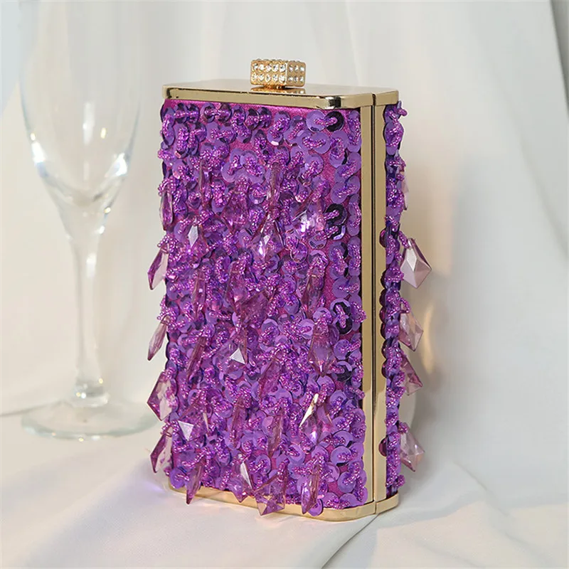 XMESSUN New Diamonds Beaded Evening Bags for Women 2026 Fashion Luxury Lady Chain Shoulder Crossbody Wedding Party Purse Bags view 3