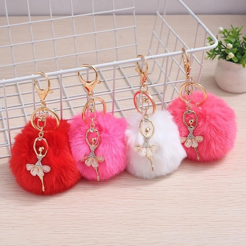 Elegante strass ballet dançarino chaveiro bonito bola macia chaveiro dança menina chaveiro mochila decoração crianças brinquedos meninas presentes