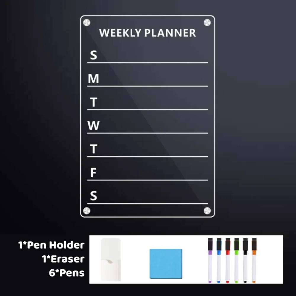 Message Note Monthly Weekly Planner Reusable Schedule Acrylic Calendar Board To Do List Frameless Magnetic Calendar Memo School