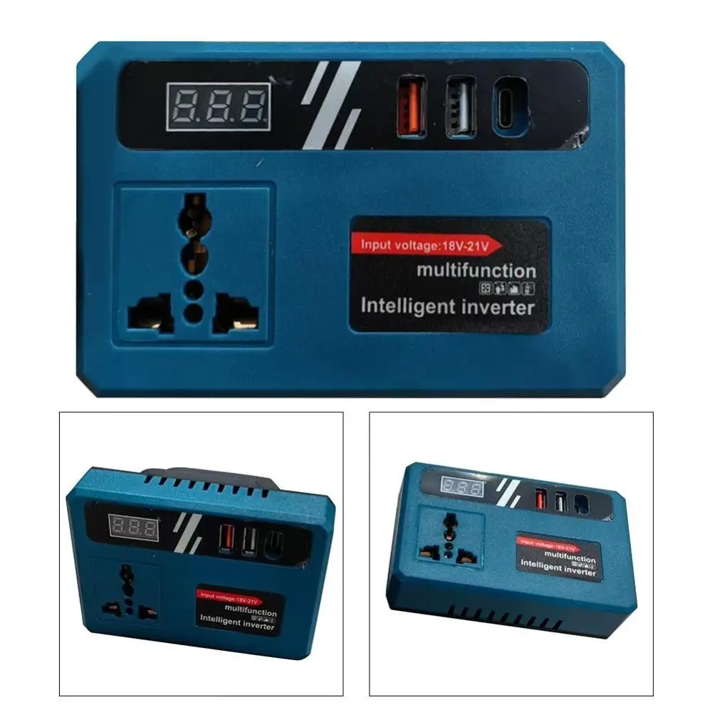 

120W Lithium Battery Inverter 3 USB Ports High Power Power Converter Transformer DC 21V To 220V Smart Battery Inverter
