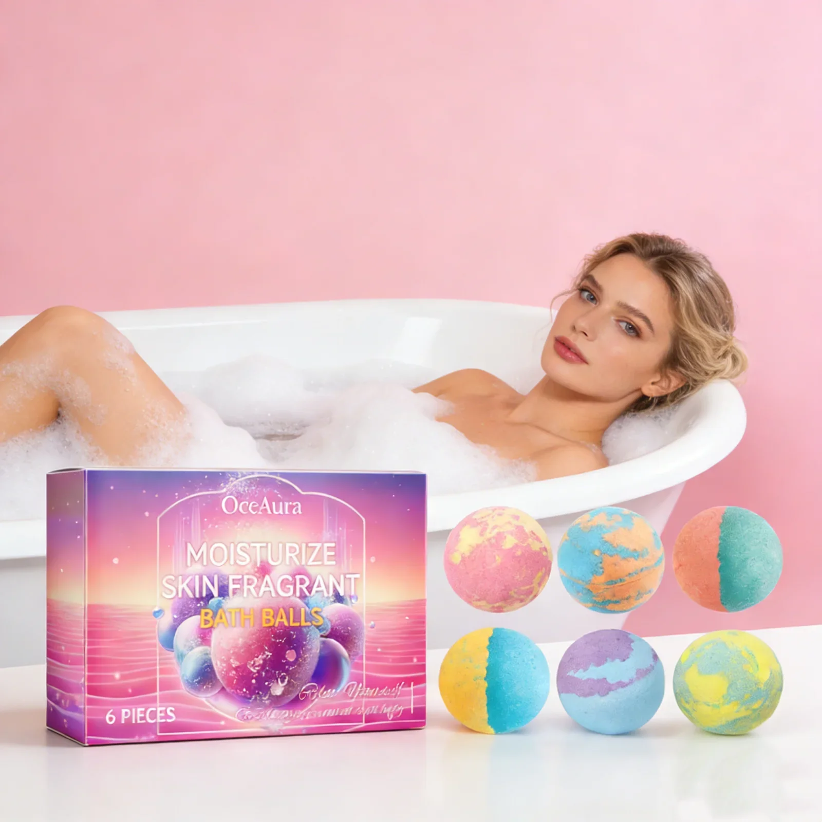 

6PCS Colorful Bath Balls Gift Set Deep Moisturizing Exfoliating Reduce Dryness Relaxing Spa Scent Skin Care Bath Fragrance Balls