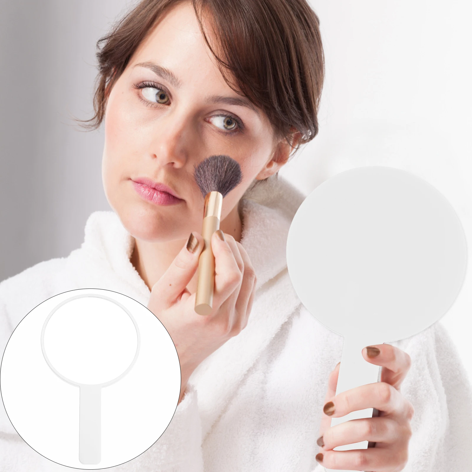 The Circle Portable Beauty Mirror Miss Fold Abs Hand Mirrors with Handle Compact Handheld