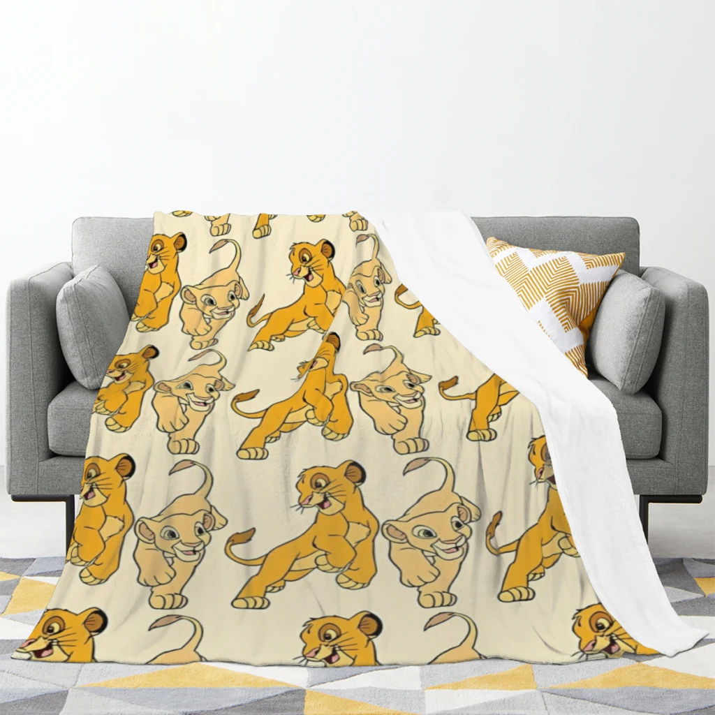 Simba and Nala Animals Blanket Flange Textile Decor Portable Super Soft Throw Blankets for Home Office Plush Thin Quilt