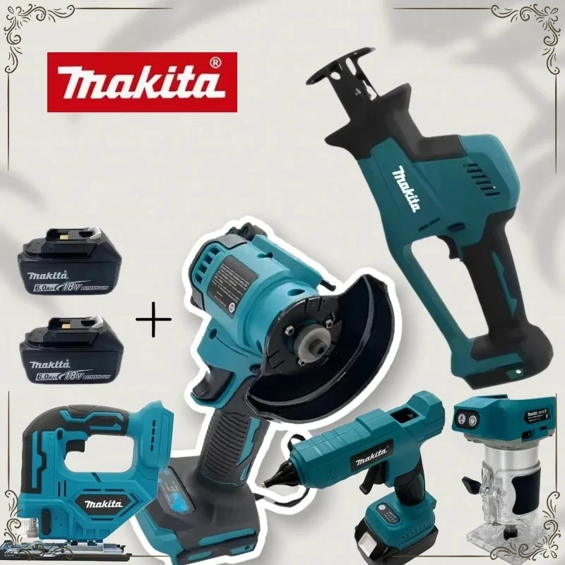 

Комбинированный набор Makita: бесщеточная шлифовальная машина, пистолет для герметика, цепная пила, насос для накачки, силиконовый пистолет для аккумуляторного инструмента Makita, набор для резки