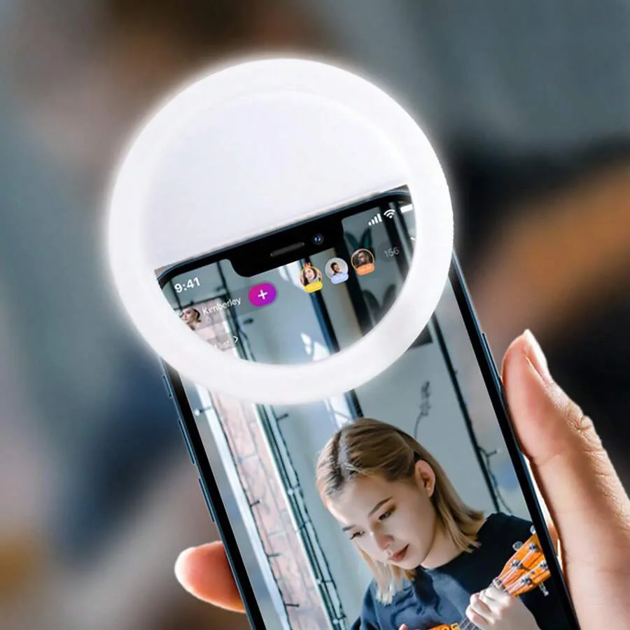 

Portable Selfie Ring Light For Phone - Rechargeable LED Circle Fill Light With 3 Brightness Levels, Clip - On Design For All Smartphones, Perfect For Selfies, Video Calls, Live Streaming,Content Creation, Enhances Lighting Anywhere