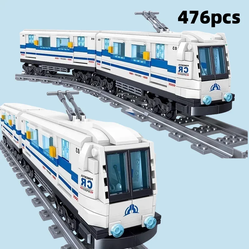 Blocchi di costruzione assemblati in treno urbano, modello di treno giocattolo per la costruzione di binari, regalo di natale/Halloween/vacanze/compleanno