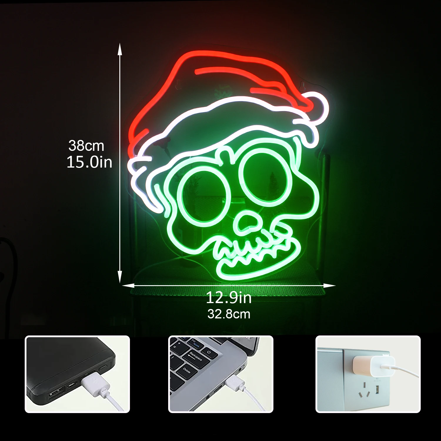 Human Skeleton Neon Led Sign Green Spooky Lights Celebrating Halloween Decor Room Decoraiton For Home Bars Party Sign Dimmalbe