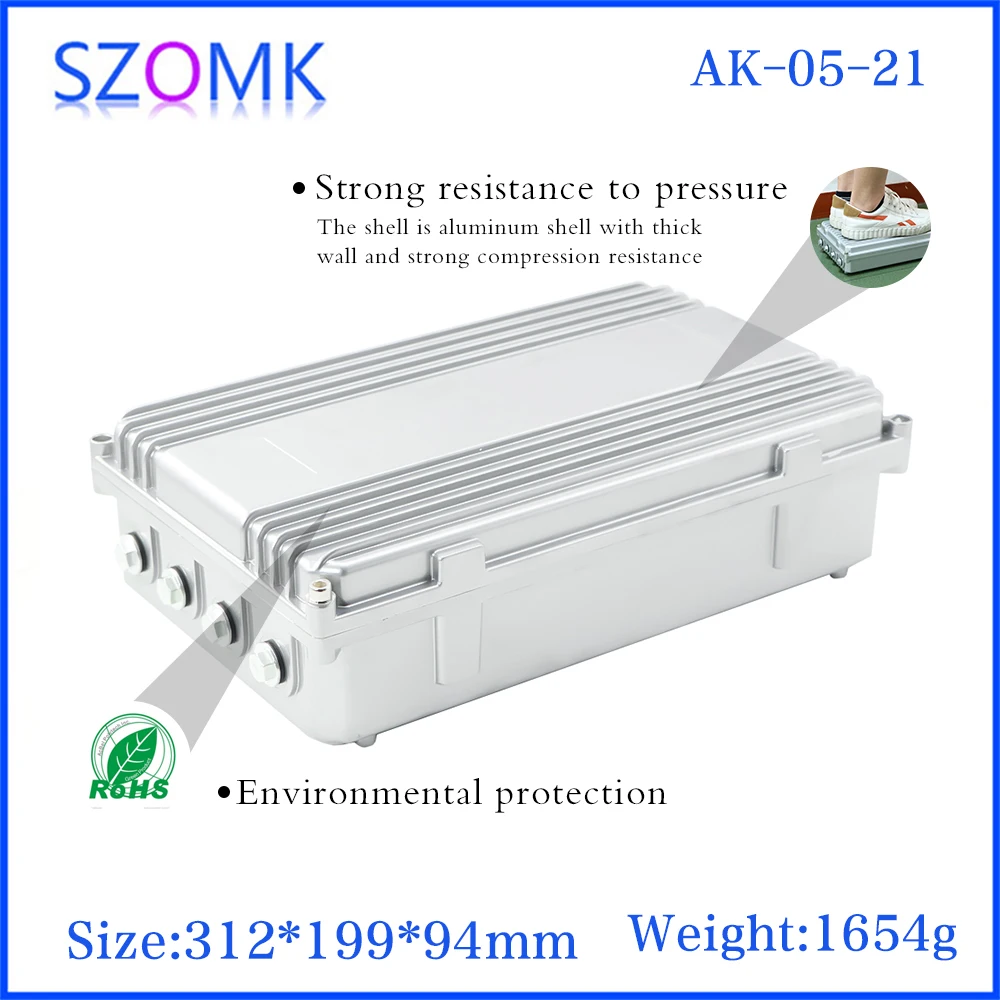 304x184x78mm Diy Aluminium Electronics Enclosure Amplifier Die Cast Aluminum Case IP67 Signal Project Housing Box Base Station