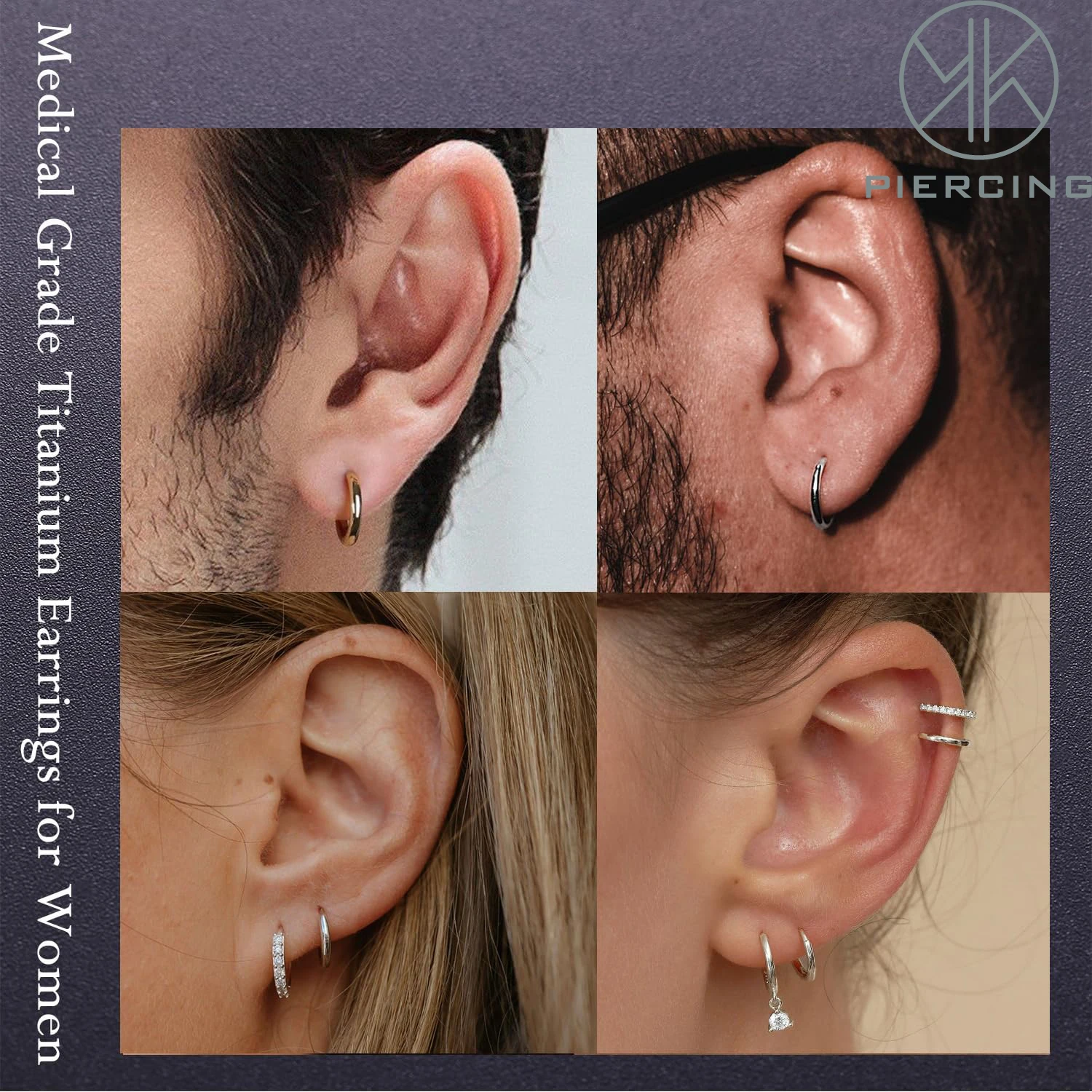 G23 Titanium Hoop Earrings 18G Small Huggie Hoop Earrings 8mm/10mm/12mm Cartilage Sensitive Ears Multiple Stack Piercing Jewelry