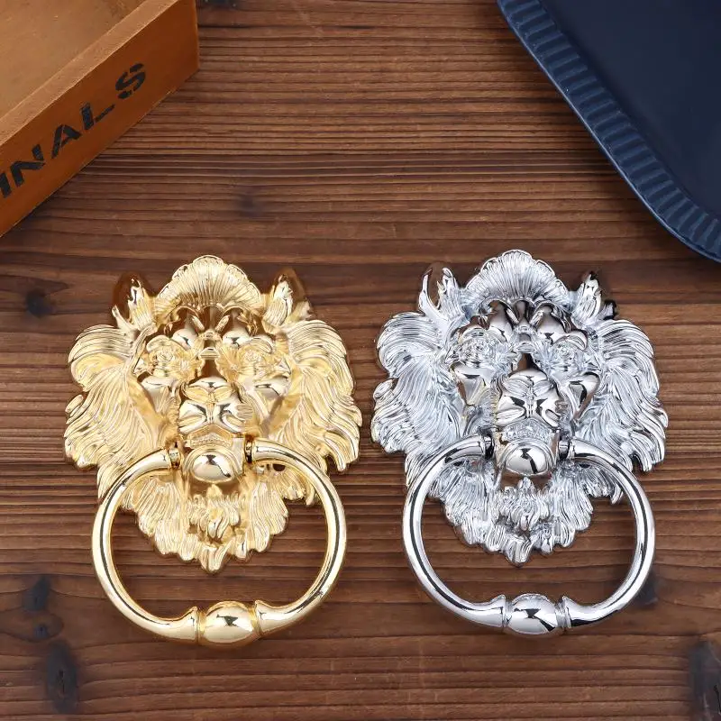 Lion Head Pull Door Handles Gold/Silver Zinc Alloy Front Door Knocker Metal Door Pulls Handles Decor Hardware