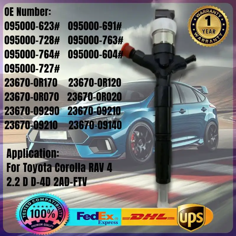 Fuel Injector 095000-7270 23670-0R070 23670-0R120 095000-604# for Toyota Engine 2.2D D-4D 2AD-FTV Corolla Verso RAV4