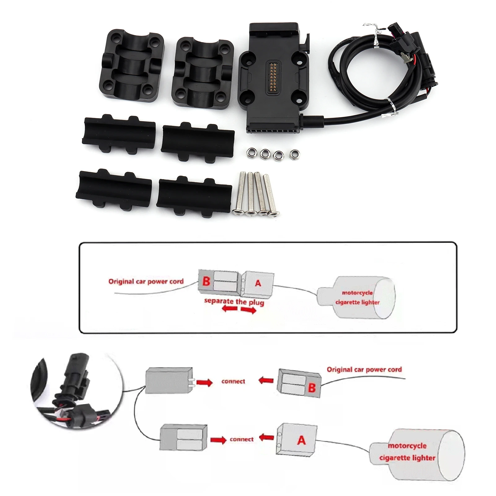 범용 전원 공급 장치 베이스 12mm/22mm 롤 바 베이스 교체용 전화 내비게이션 브래킷 전원 공급 장치 무선 충전